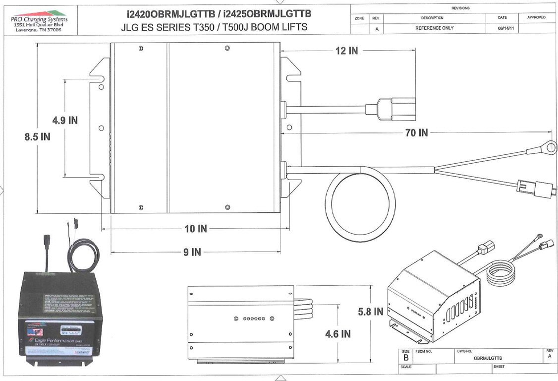 I2420OBRMJLGTTB Eagle Performance JLG Scissor Lift Battery Charger, 24